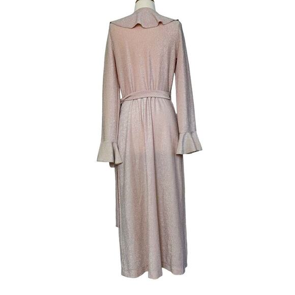 FREE PEOPLE One More Time Lurex Wrap Midi Dress Shimmery Sparkly Metallic Sz M - Picture 7 of 11